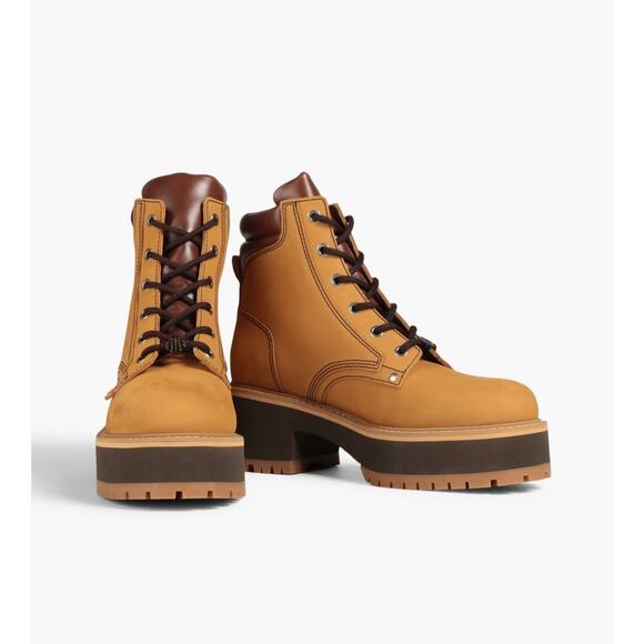 NEW Maje Brown Nubuck Combat Boots Brown size 41 - Picture 1 of 10